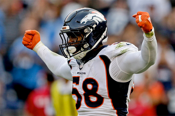 Von Miller 2 sacks et 1 fumble forcé. Gros match de la défense !
